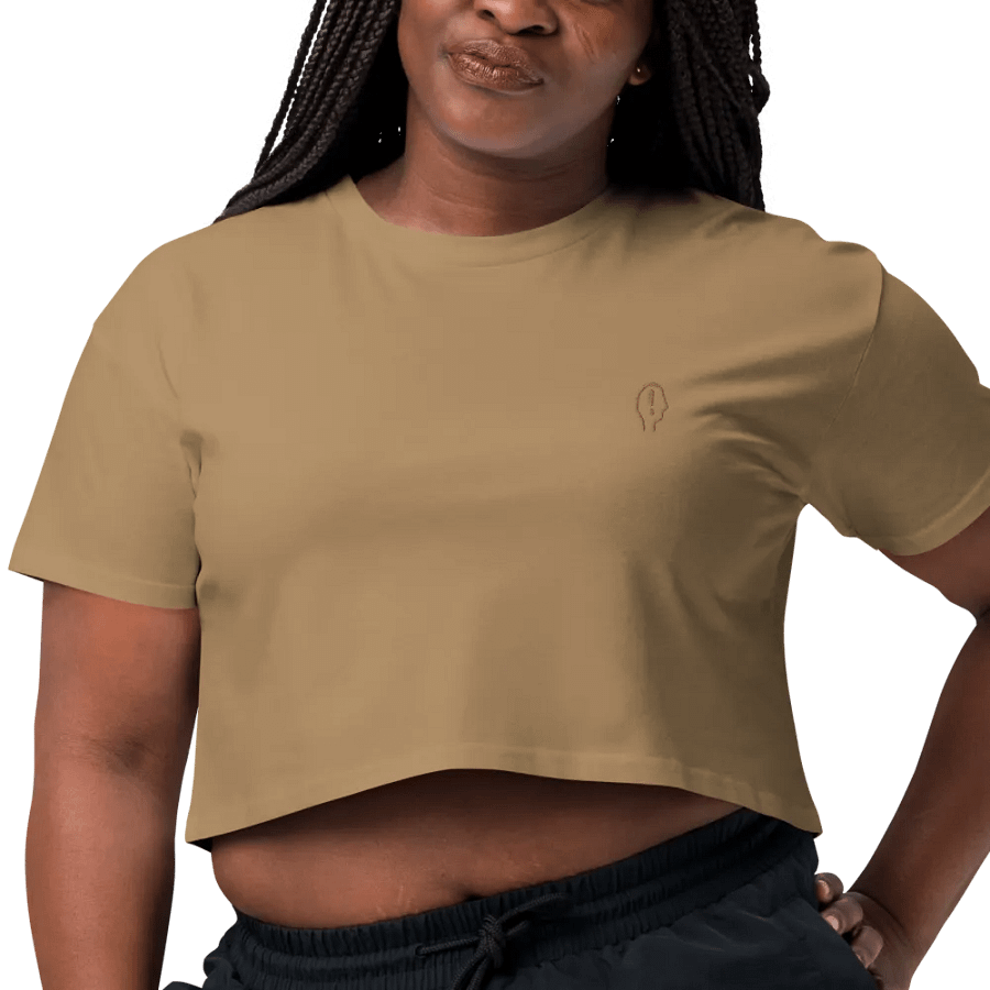 EXCLAIMING MENTALLY (L.C., brass) embroidered cotton crop top product image (8)