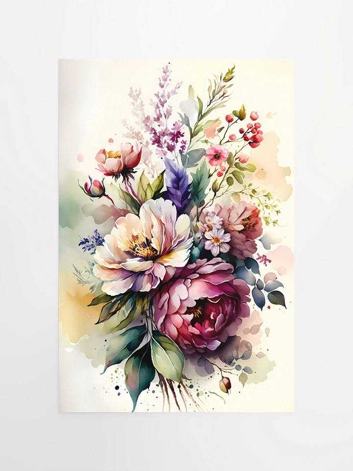 Enchanting Floral Medley Poster: Watercolor Botanical Art for Elegant Interior Design Matte Poster product image (2)
