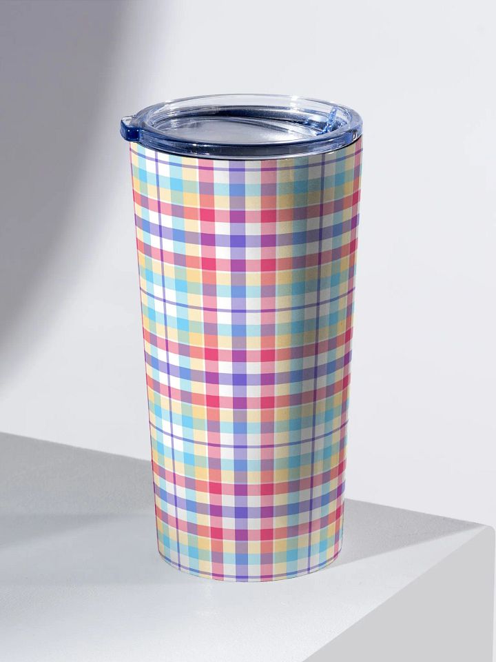 Purple, Pink, and Blue Plaid Travel Tumbler product image (1)