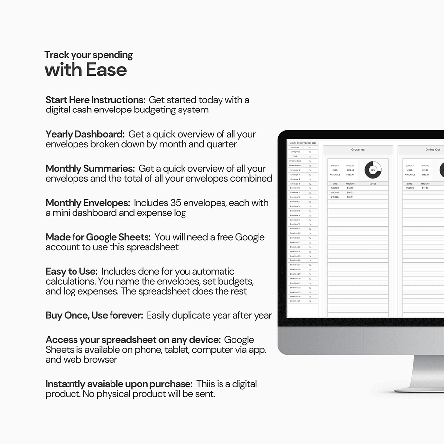 Digital Cash Envelope Budget Spreadsheet System product image (9)