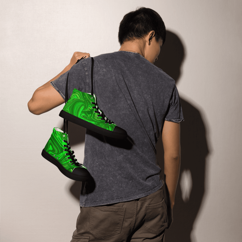 Men's High Top Canvas Shoes - Different Shades of Green Digital Fluid Art product image (8)