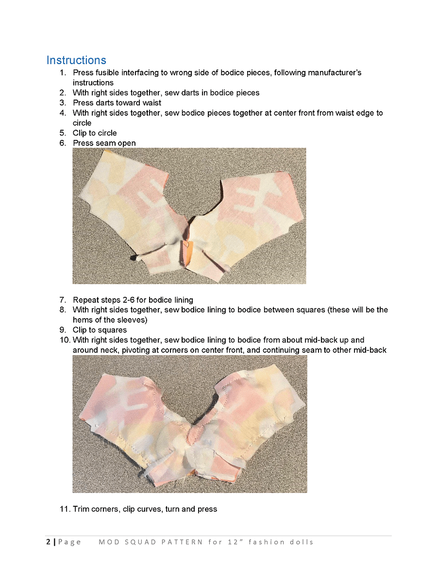 Mod Squad sewing pattern for 12" fashion dolls product image (3)