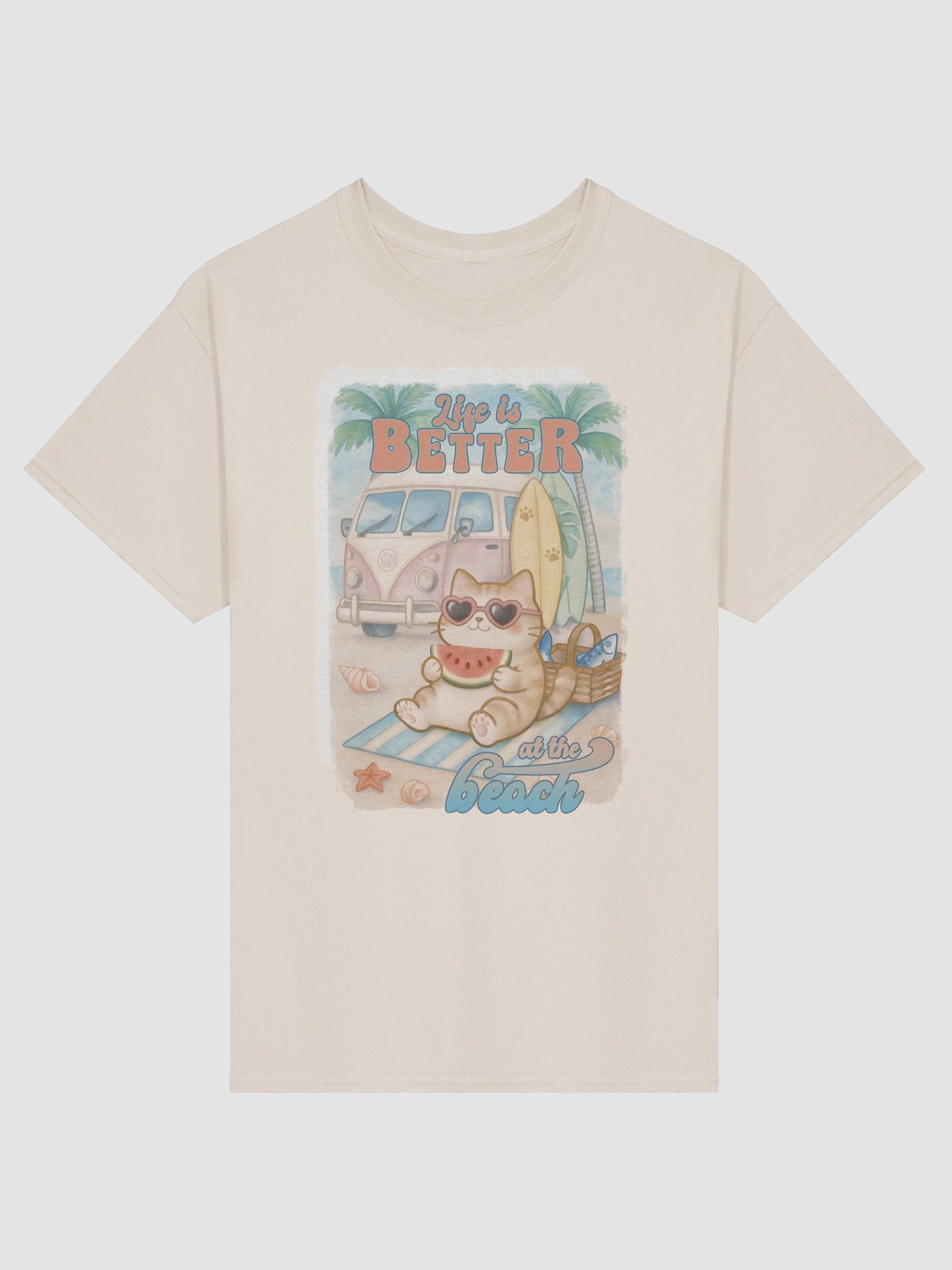 Summer Surf Cat -Unisex Tee Heavyweight product image (12)