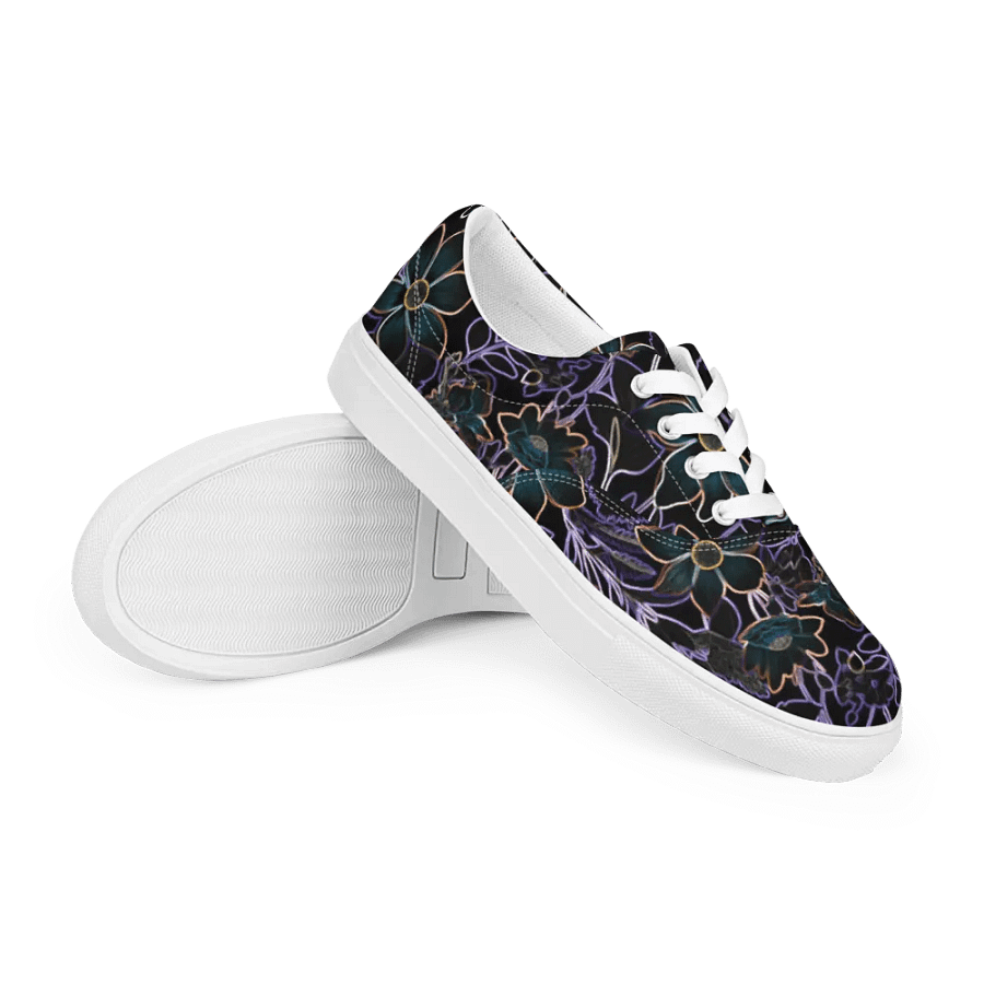 Trippy Dark Florals/Women's Lace-Up Canvas Shoes by Allcolor product image (6)