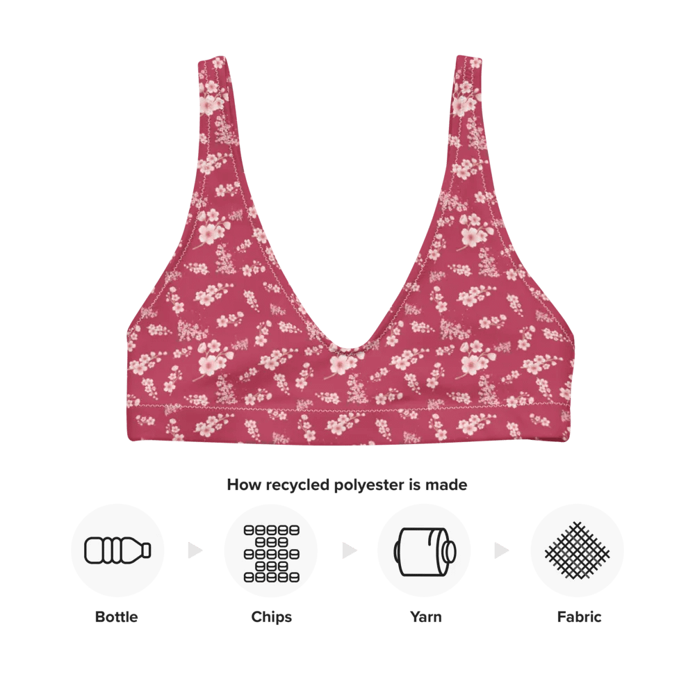 Cherry Blossoms on Magenta Eco-Green Padded Bikini Top product image (9)