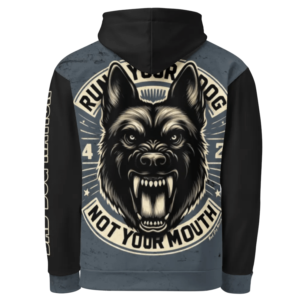 Run Your Dog, Not Your Mouth Blue - Adult All-Over Print Unisex Hoodie product image (3)