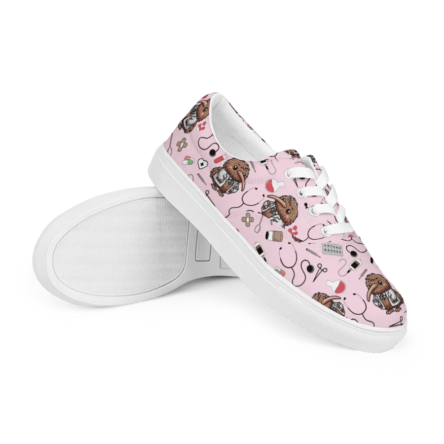 Cute Medical Kiwi Lace-up Canvas Shoes (Pink) product image (7)