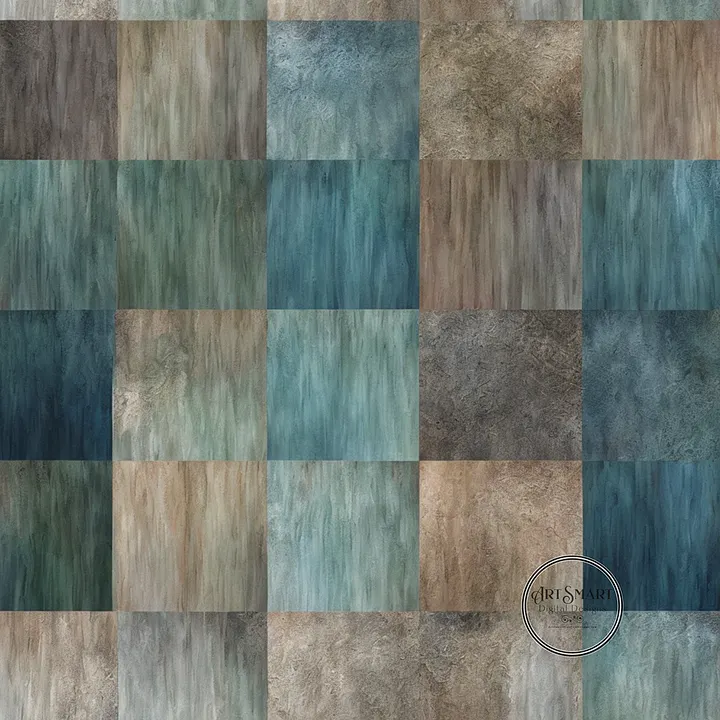 Seamless Pattern - Blue, Brown and Green Checker Pattern product image (1)