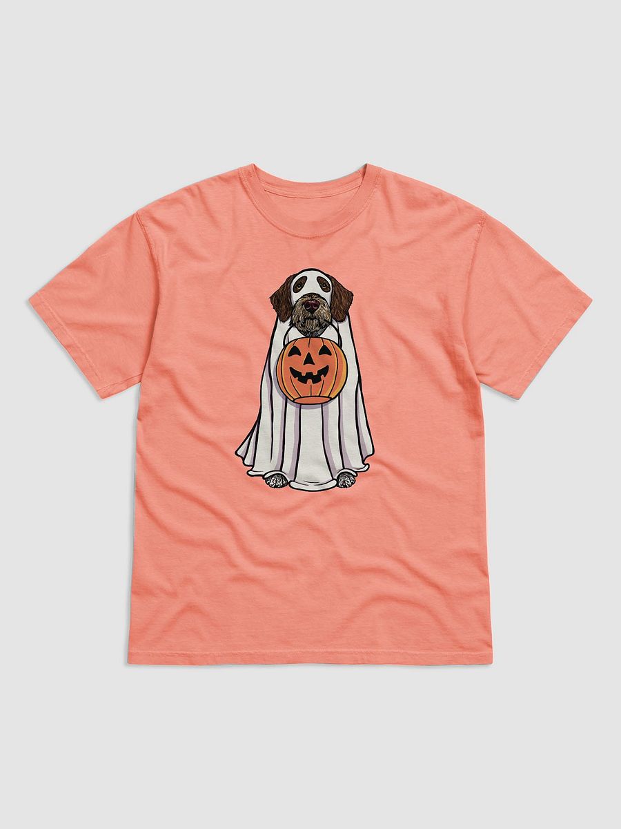 Funny Halloween German Wirehaired Pointer T-Shirt | Funny Dog Wearing a Ghost Costume and Holding a Pumpkin Basket product image (22)