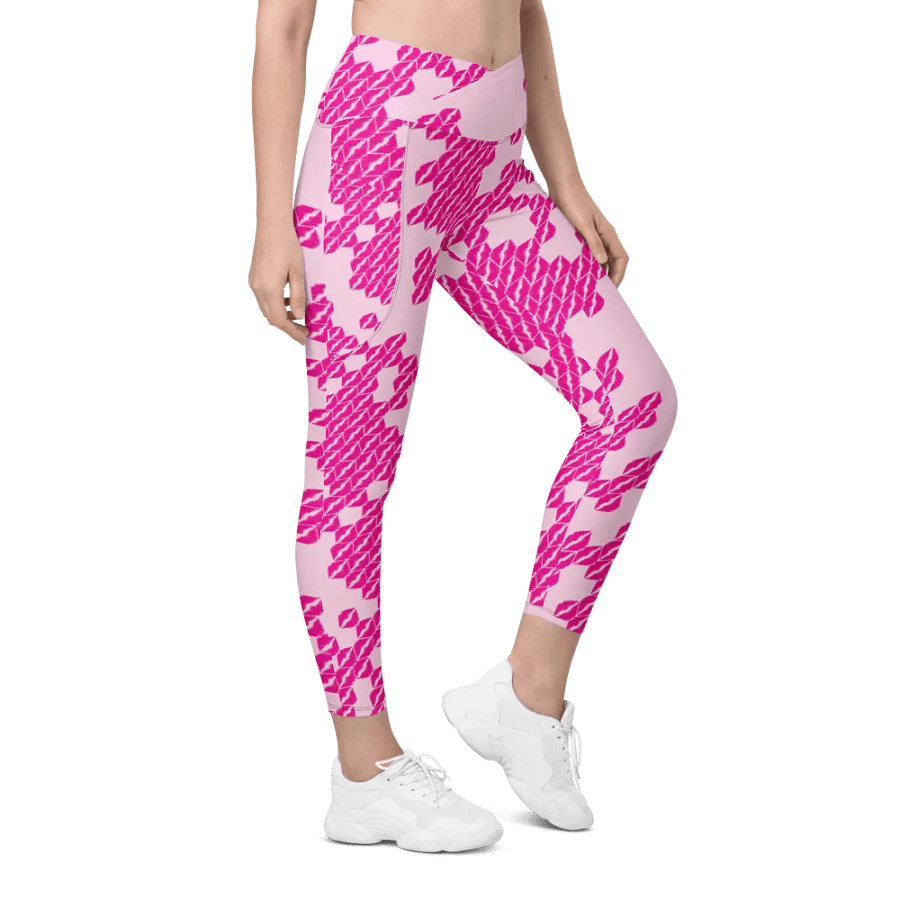 Pink Geometric Branching | Leggings with Pockets product image (5)