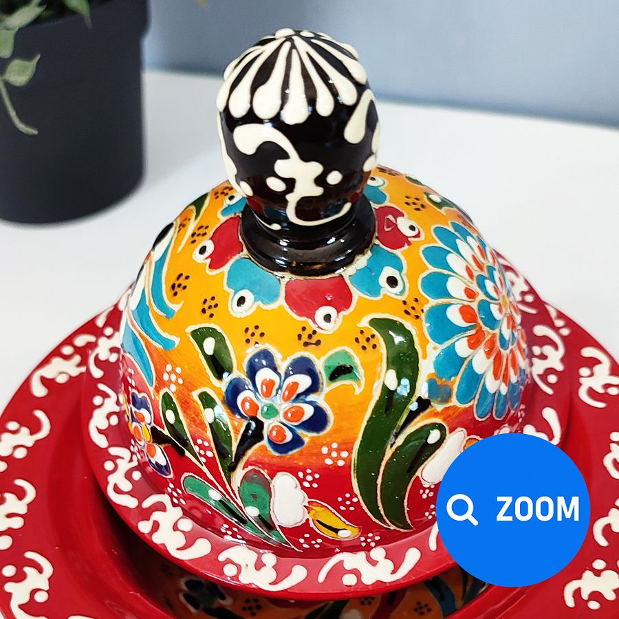 Ceramic sugar bowl (red) — handmade pottery, handmade ceramic, home decor, handmade gift, Turkish ceramic product image (6)