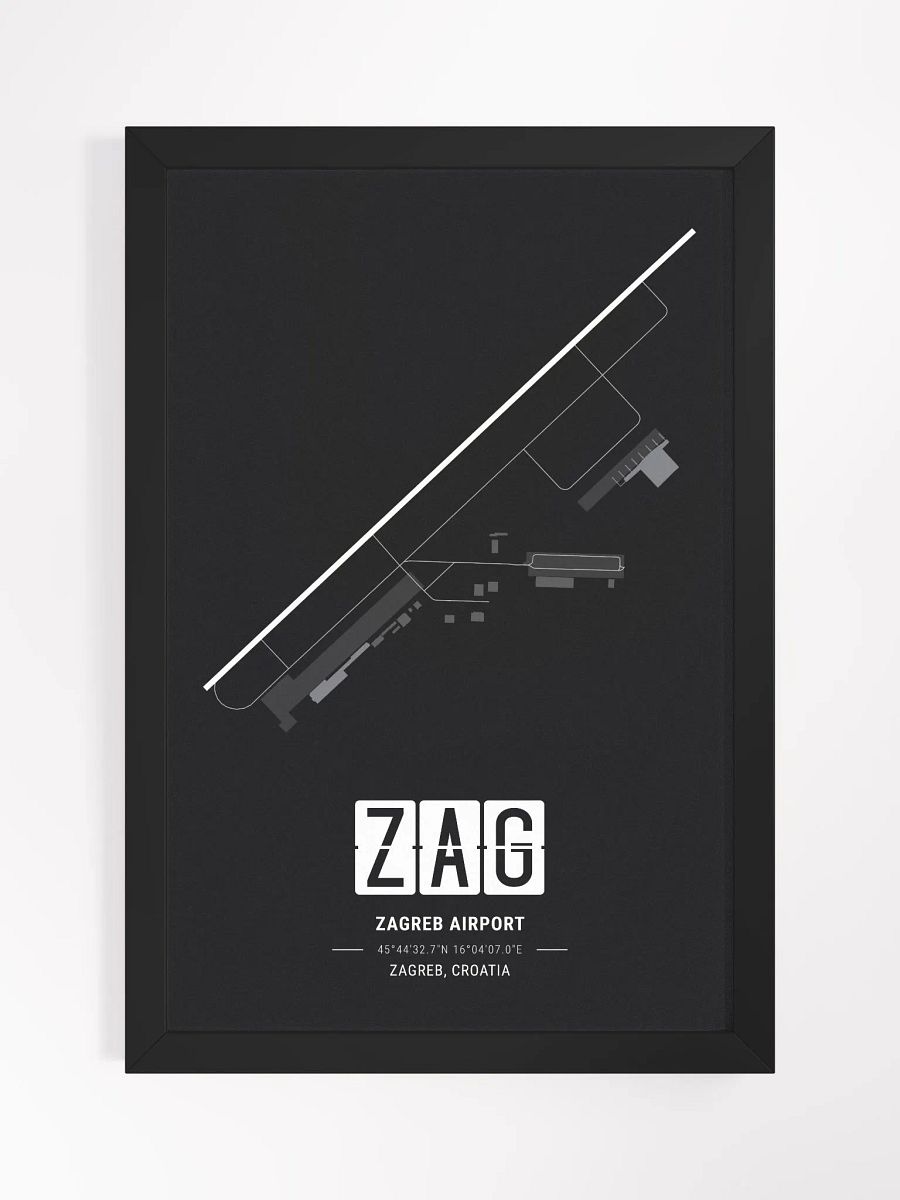 Framed Airport ZAG Premium Map On Matt Paper product image (1)