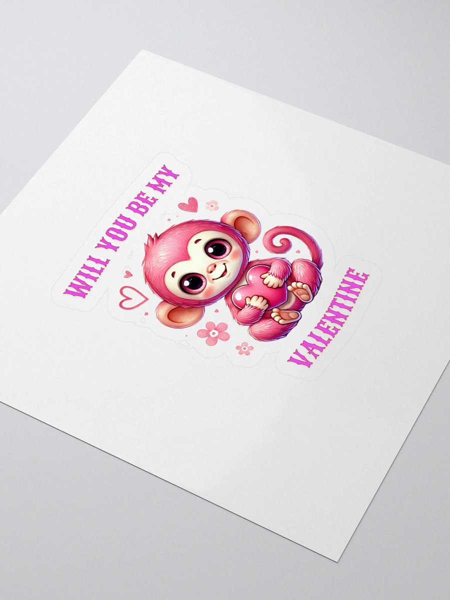 Cute Monkey Will you be my valentine sticker product image (3)