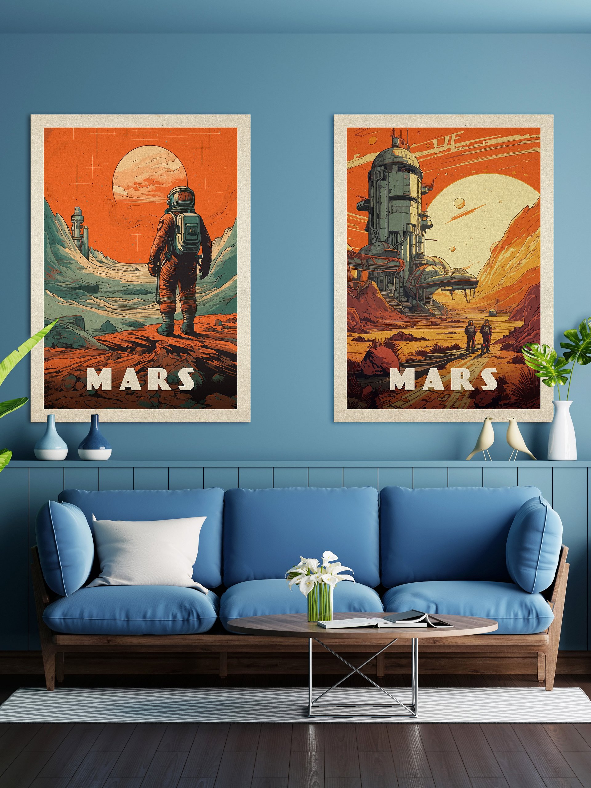 Mars, colony, astronaut — Vintage space poster product image (2)