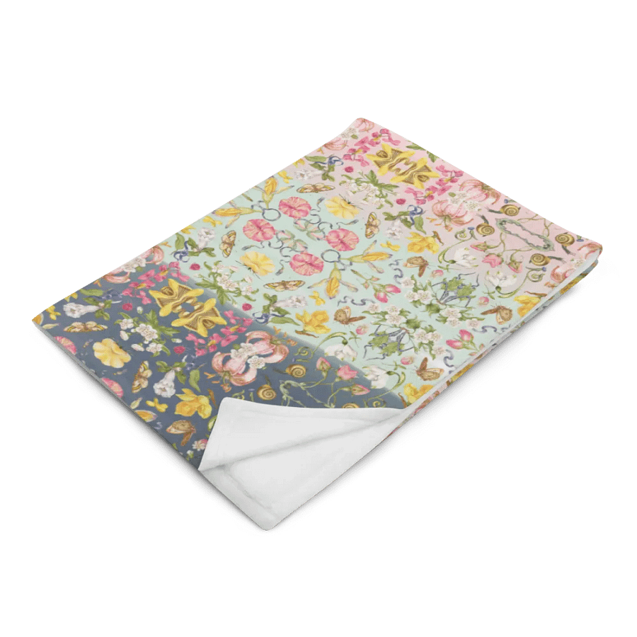 Exotic Blooming Floral Butterfly Pink/Mint Stripe Throw Blanket product image (4)