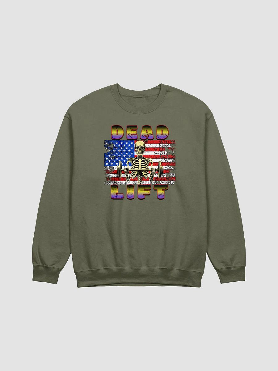 Dead Lift Weightlifting Skeleton USA Flag Sweatshirt product image (1)