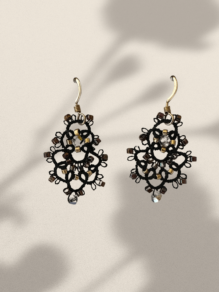 Black Lace Earrings Hand-Tatted by Mary Ann product image (2)