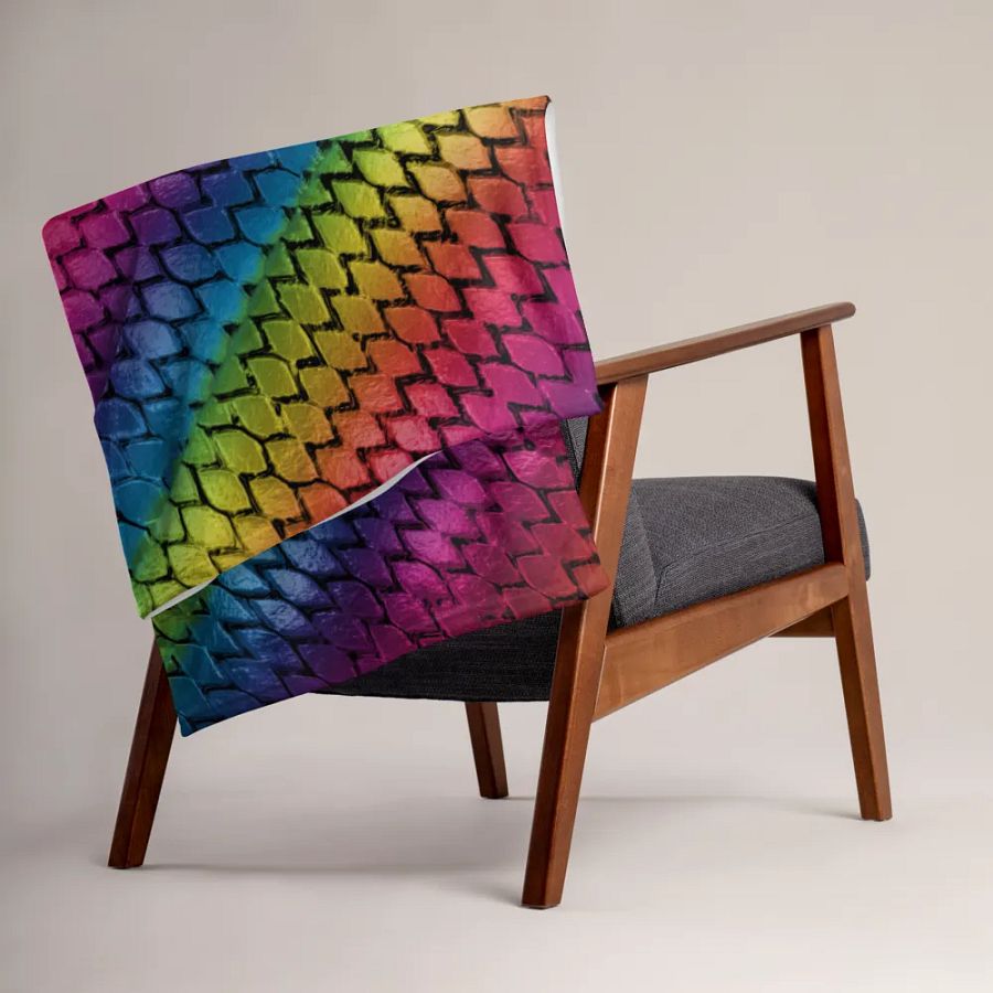Diagonal Rainbow Dragon Scales Throw Blanket product image (3)