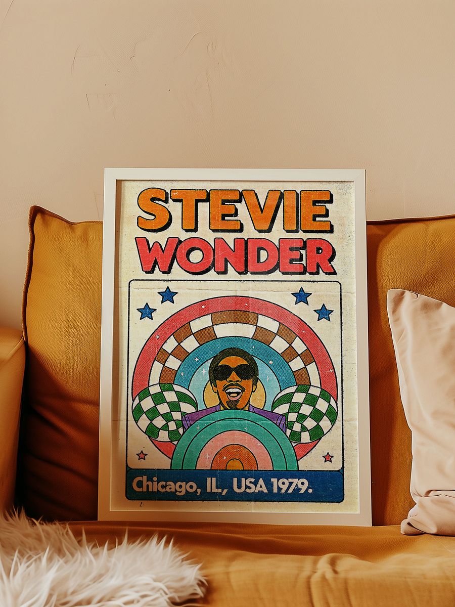 Stevie Wonder Chicago 1979 Poster | Vintage Soul Print | Retro Concert Art | Funk & R&B Music Decor | 80s Music Artwork | Mid-Century Funk Art Print product image (8)