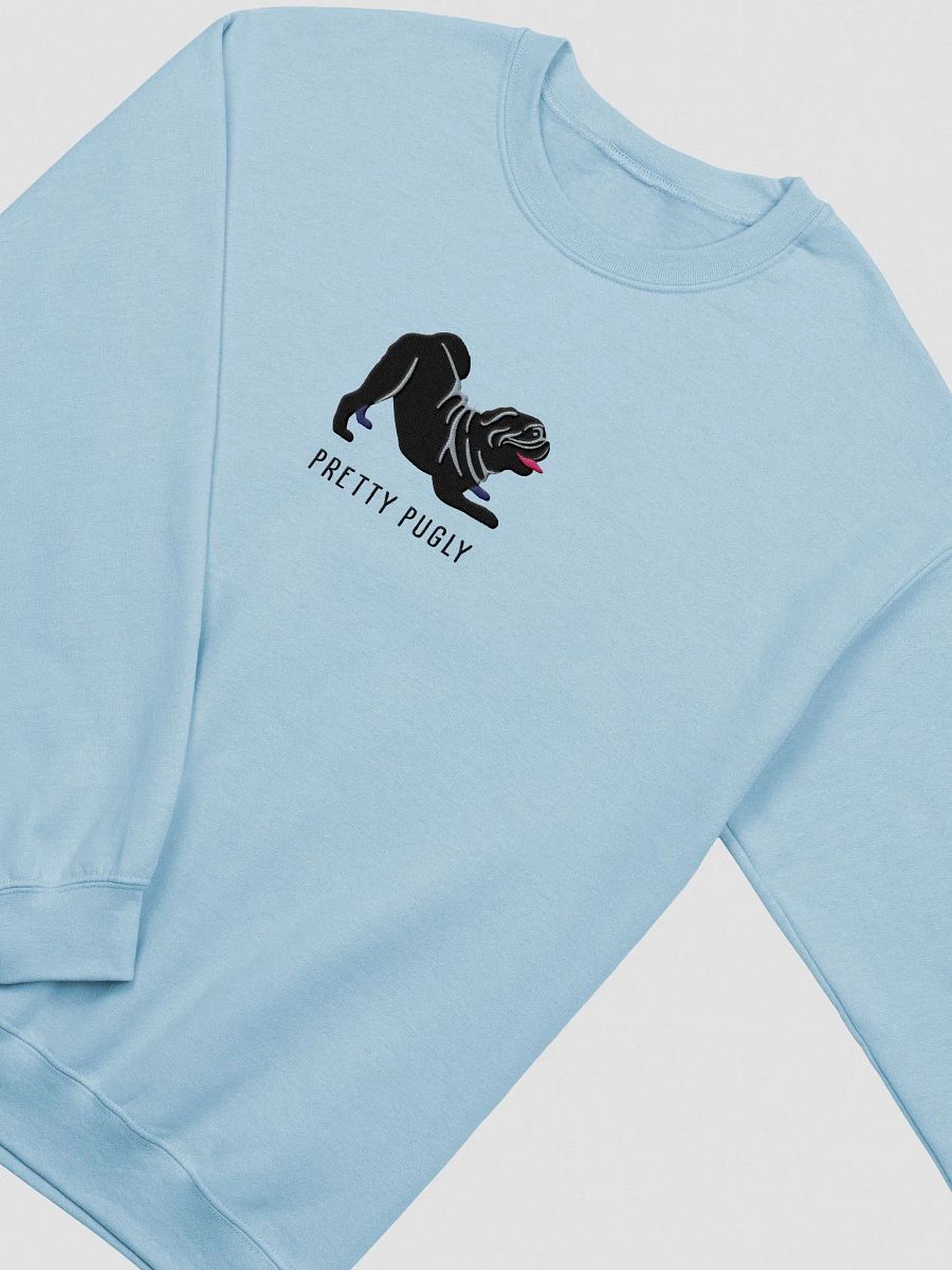 Pretty Pugly Sweatshirt (Embroidered) of a Pug(Black) product image (6)