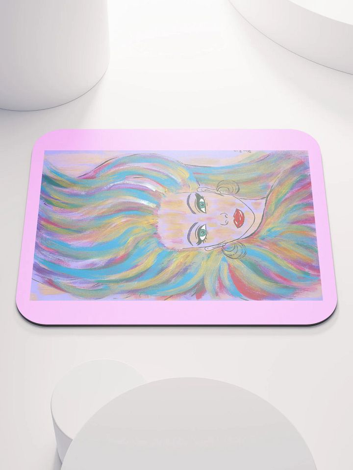 Girl with the colorful hair - (art by Dina R.) - acrylic painting picture - Classic Mouse Pad product image (1)