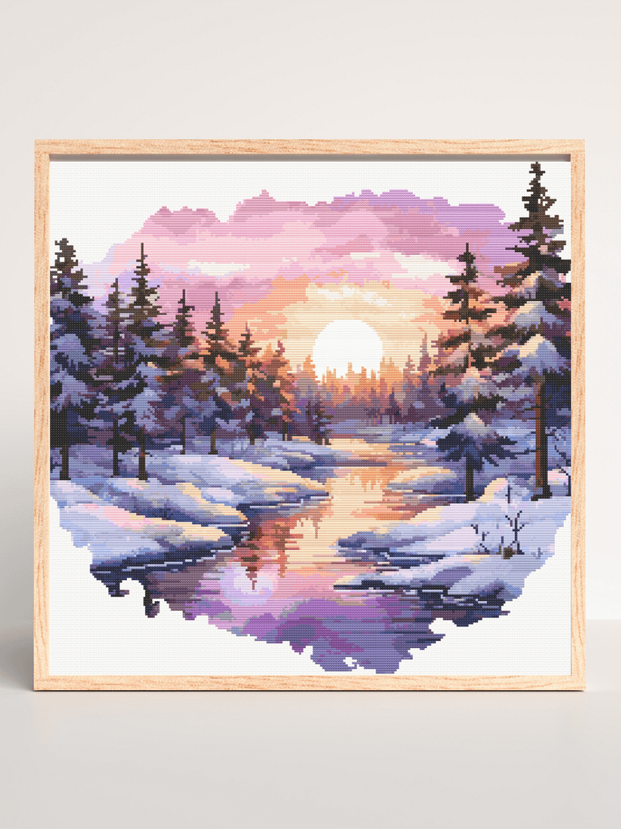 Winter Sunset Cross Stitch Pattern product image (6)