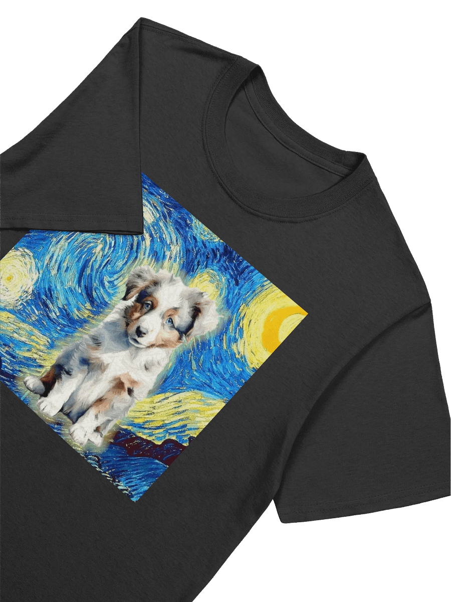 Blue Merle Australian Shepherd Puppy Starry Night Impressionist Dog Art T-Shirt product image (3)