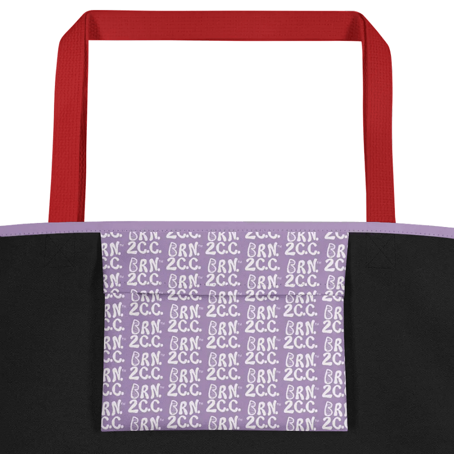 BOURNE to Cape Cod™ | Large Tote Bag with Pocket | Coastal Classic | All-Over Logo Print | White Logo on East Side Lavender product image (3)