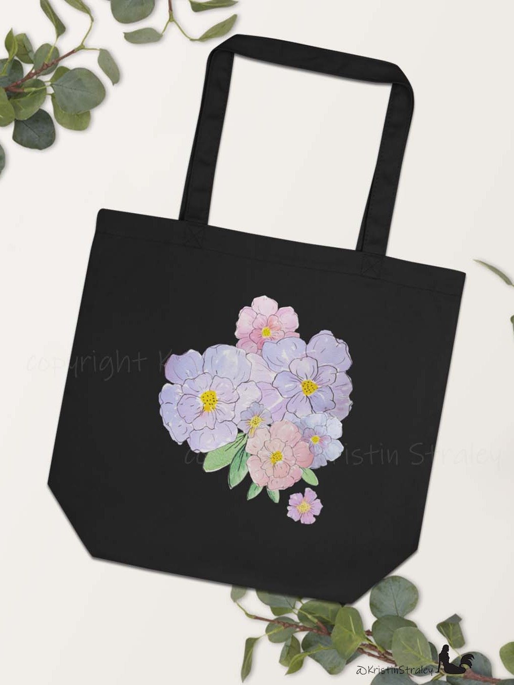 Gingham Blossoms - Lavender Watercolor Floral Bouquet Art Print product image (7)
