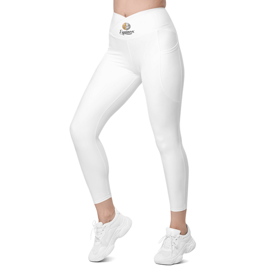 Equinox White High-Waisted Crossover Leggings with Pockets - UPF 50+ Sun Protection product image (6)