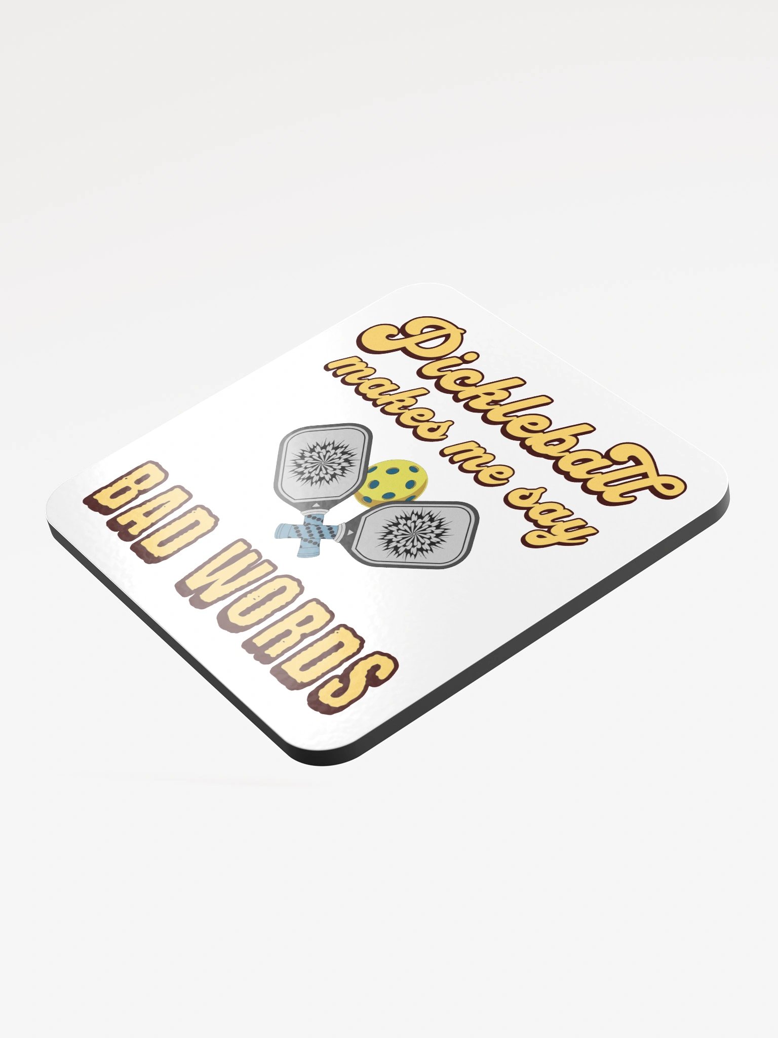 Pickleball Makes Me Say Bad Words Sassy Paddle Cork Coaster product image (4)