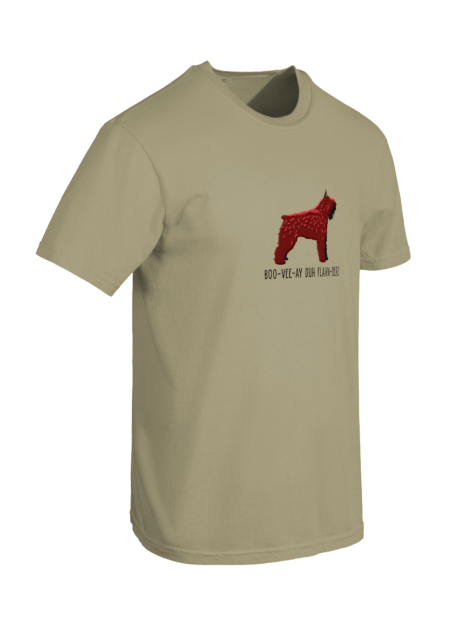 Boo-Vee-Ay Duh Flahn-Derz T-Shirt(Embroidered) of a Bouvier des Flandres(Red, Cropped Ears) product image (28)