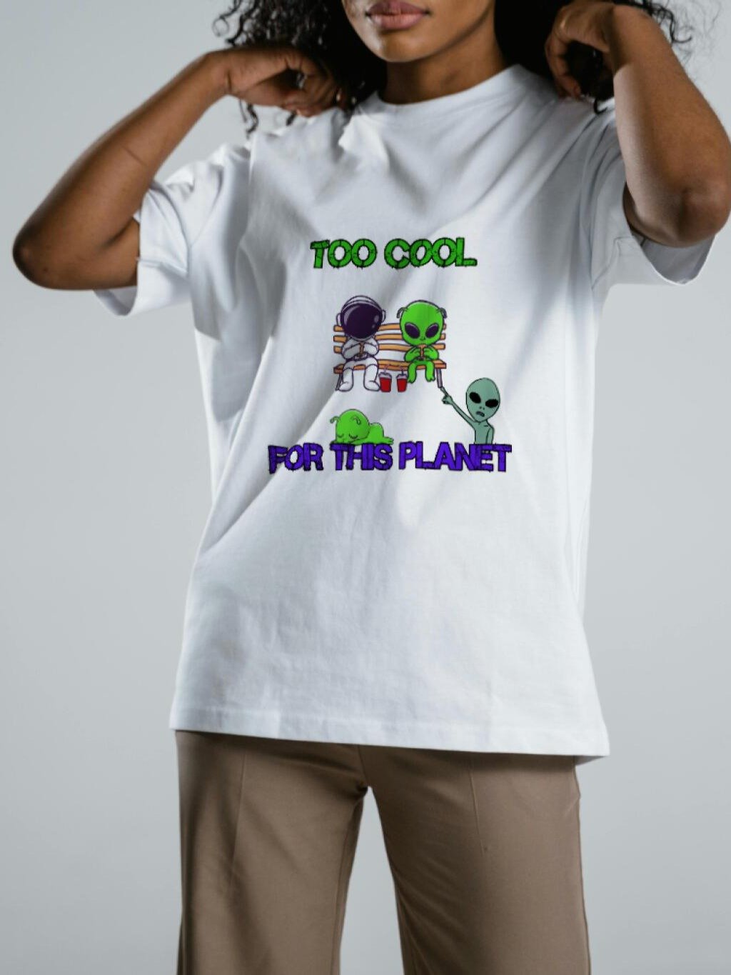 Too Cool For This Planet – Astro Chill Space Vibes Graphic Tee product image (1)