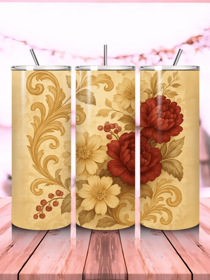 Pretty Fall Flowers Tumbler Wrap PNG – 20oz Skinny Sublimation Design with Elegant Autumn Blooms & Warm Seasonal Colors – Perfect Gift for Fall Lovers – 300 DPI Instant Digital Download product image (1)