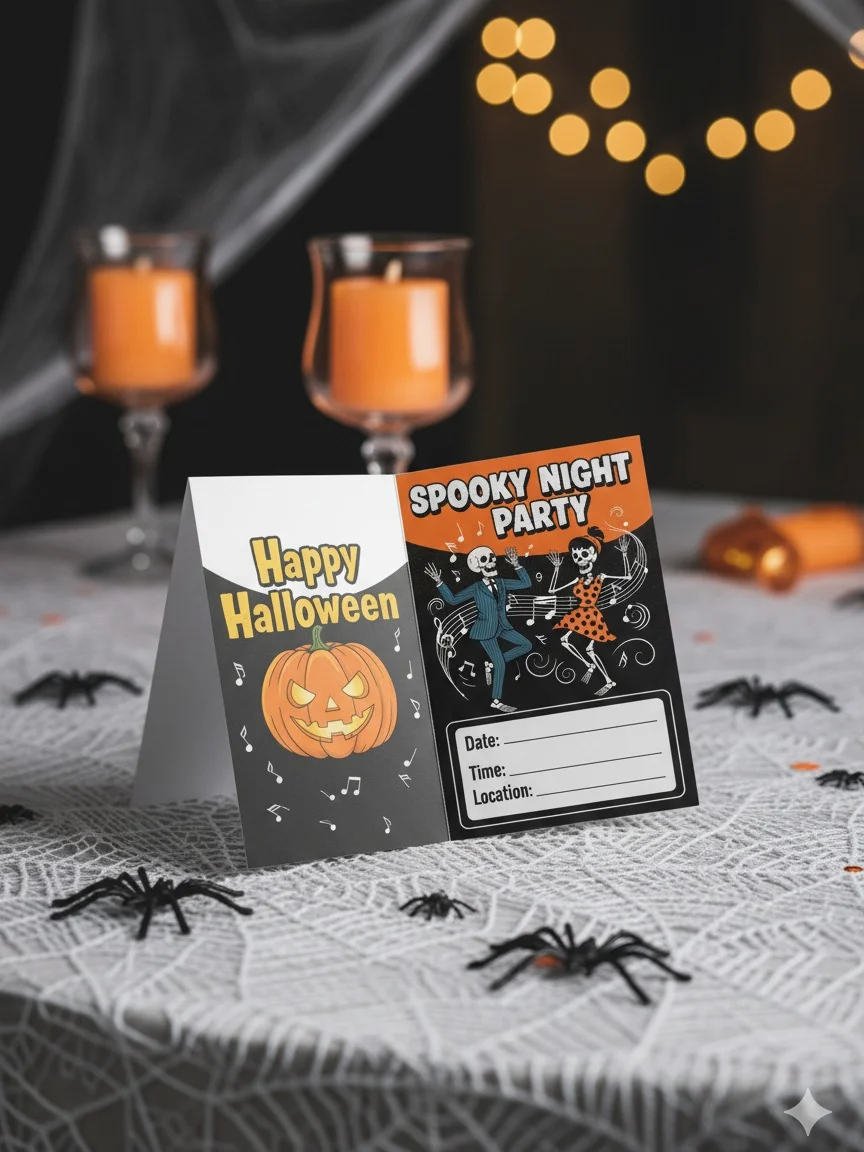 Spooky Night Party Invitation, Halloween Party Invite, Halloween Invitation Card, Printable Halloween Invite, Spooky Skeleton Dance product image (3)