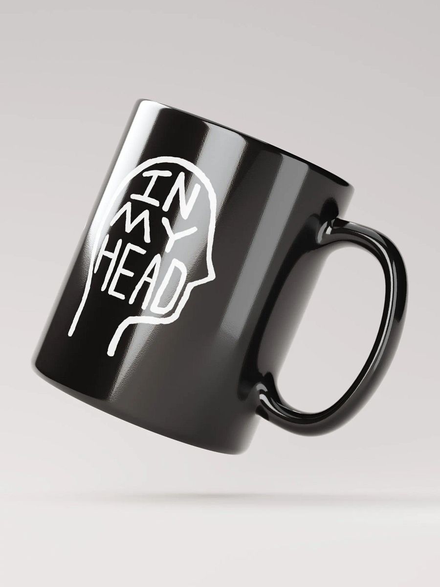 In My Head (white design) black coffee mug product image (5)