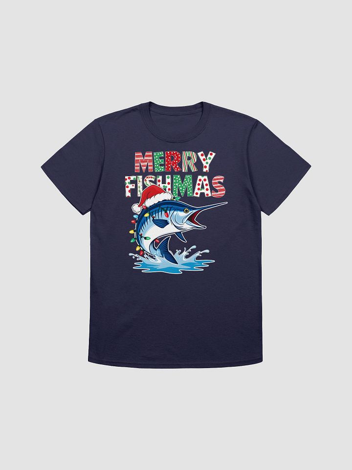 Merry Fishmas Marlin Fishing Tee with Christmas Lights shirt product image (1)