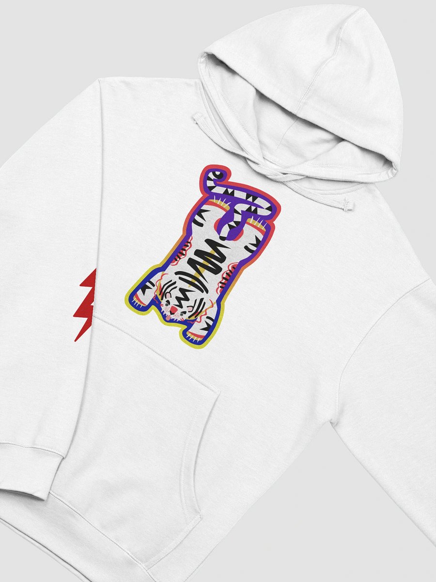 White Electric Tiger with Pink Lightning Bolts - Cotton Hoodie with Front Pocket product image (4)