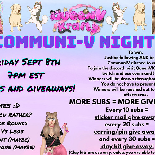 Its the second CommuniV night tonight! Hope to see you all there :D
Stop by, say Well Hai! Games & Giveaways. And we'll be do...