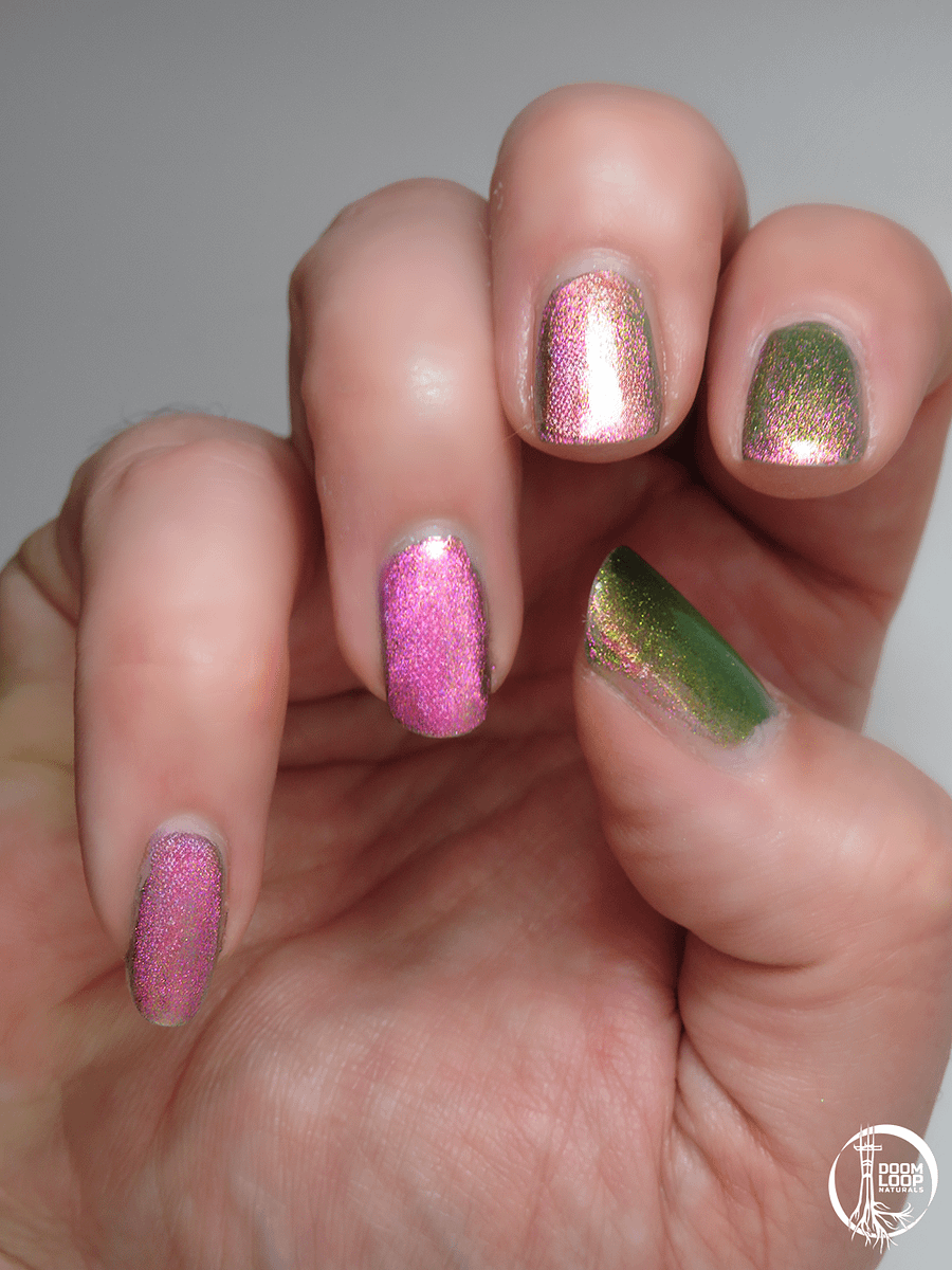 THE CASSANDRA COMPLEX - Pink Gold Green Multichrome Magnetic Nail Polish product image (7)