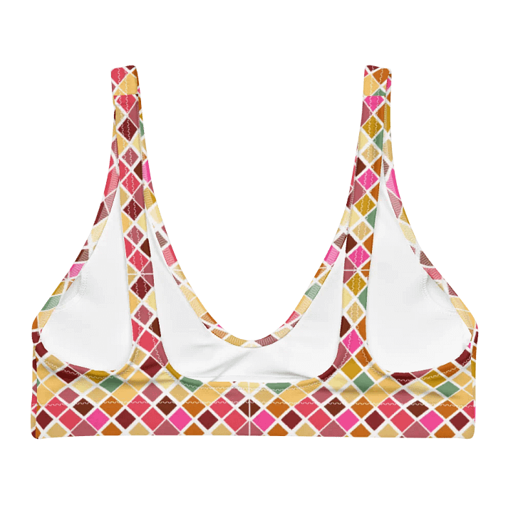 Colorful Square Pattern Design Padded Bikini Top - V4 product image (2)