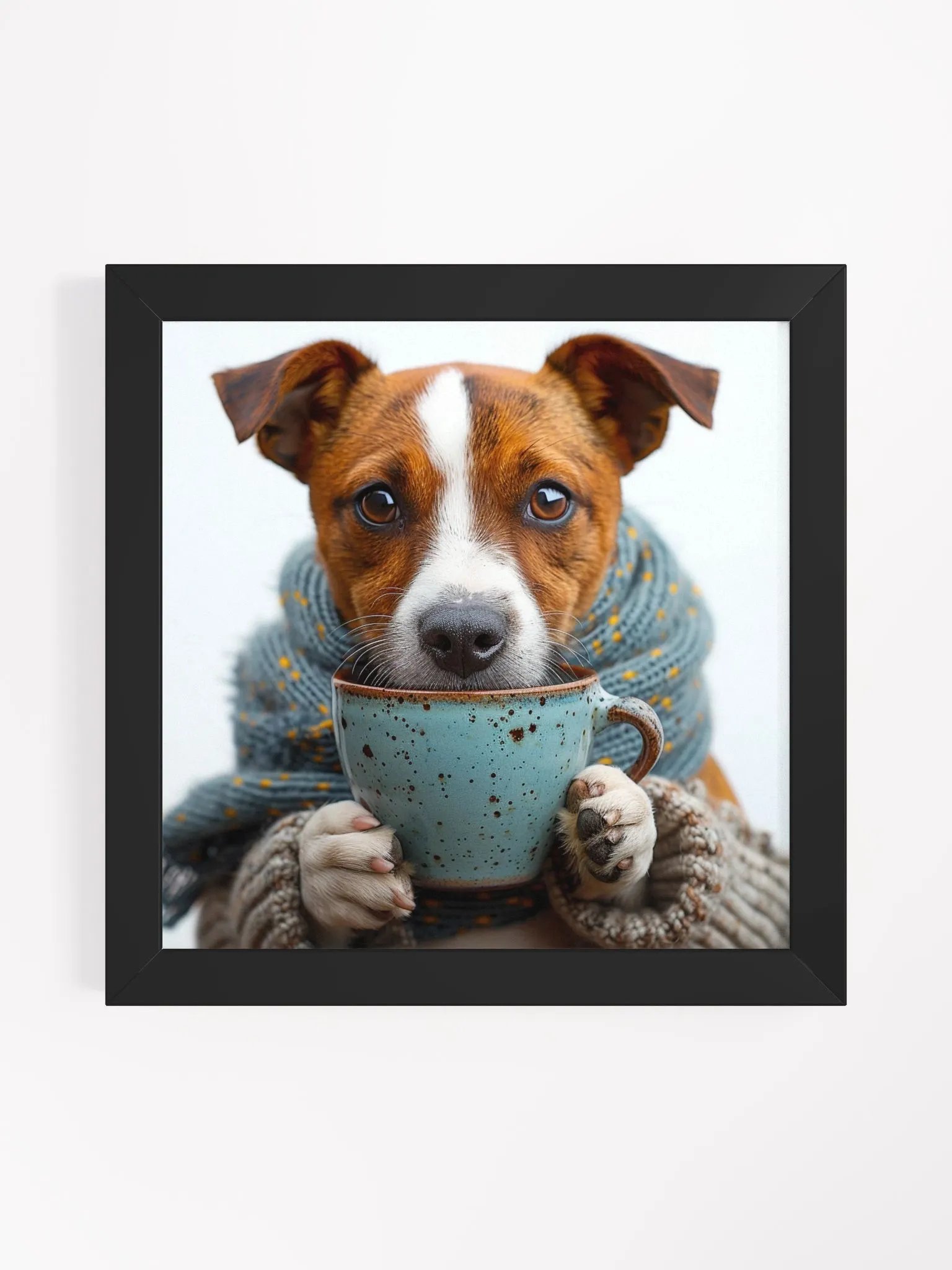 Cute Coffee Lover Jack Russell Terrier Dog Framed Wall Art product image (1)