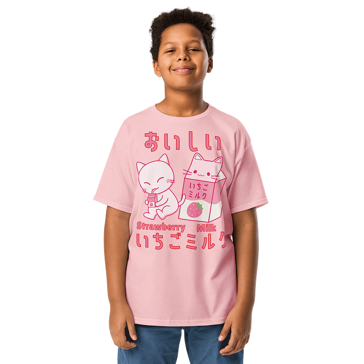 Strawberry Milk Kitty- Unisex Youth Heavyweight T-shirt product image (1)