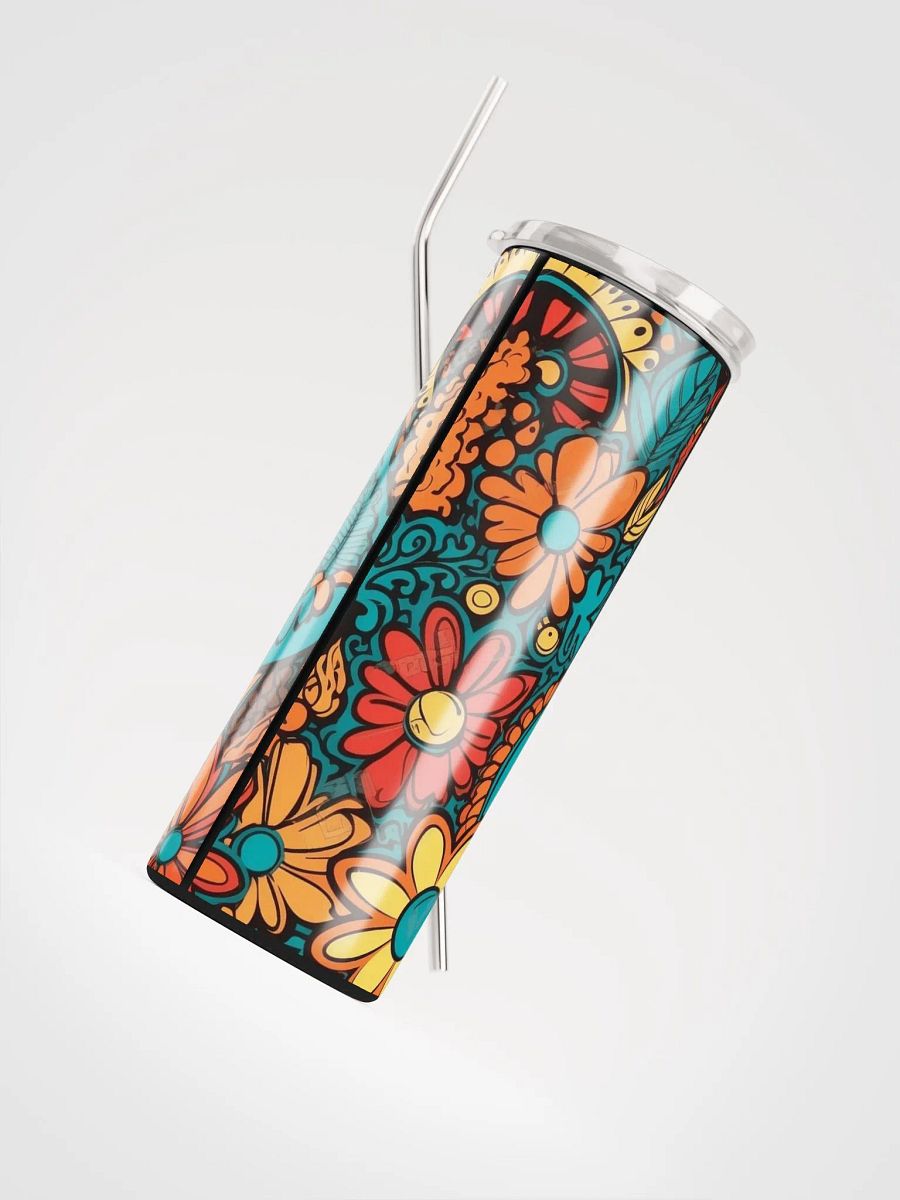 Groovy Hippie Stainless Steel Tumbler | Eco-Friendly 20oz Cup with Reusable Straw! product image (4)