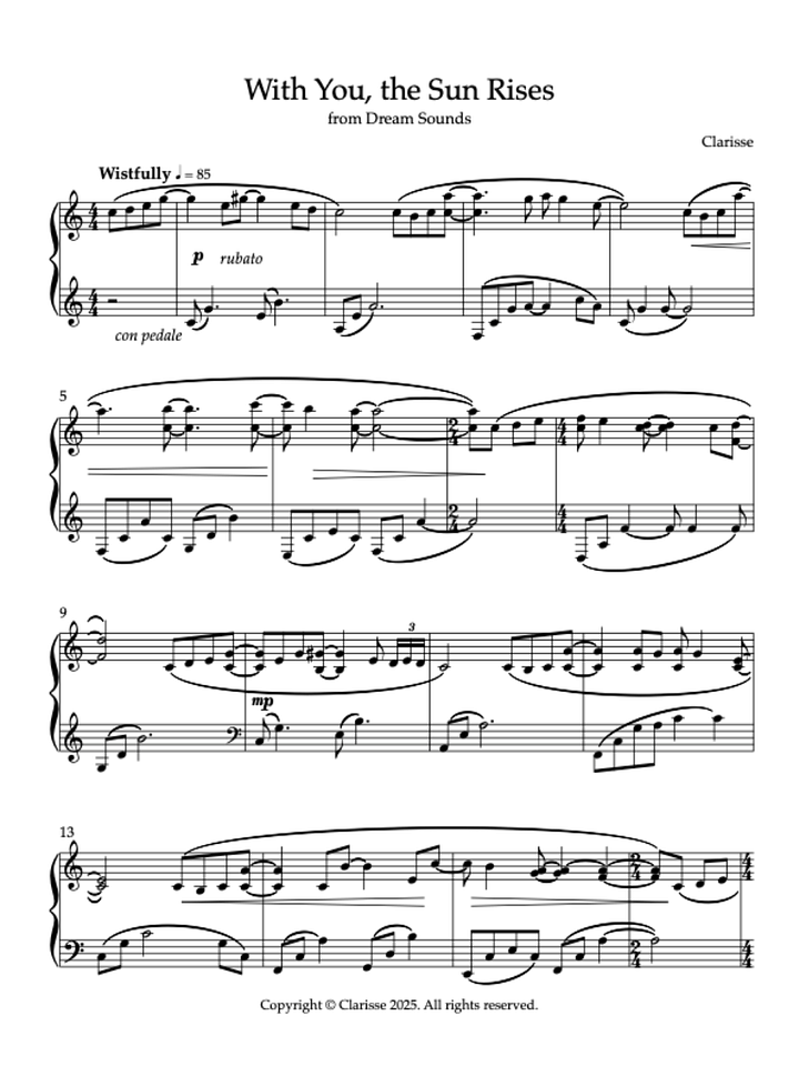 With You, the Sun Rises - Sheet Music product image (1)