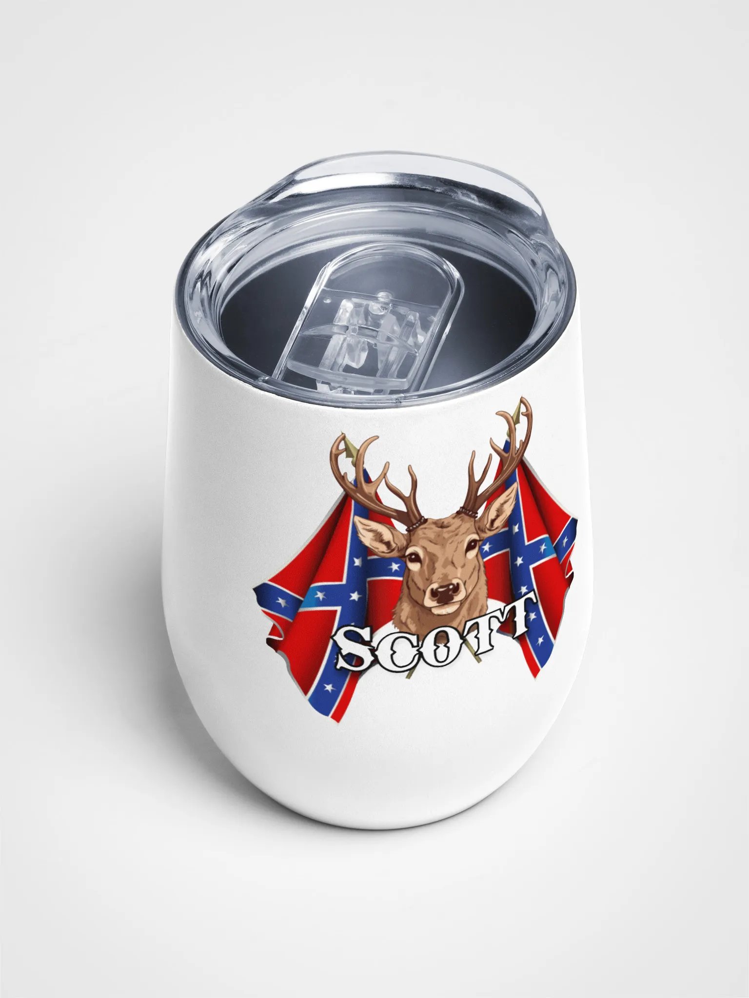 "Scott" Last Name Rebel Redneck Deer - Wine Tumbler product image (4)