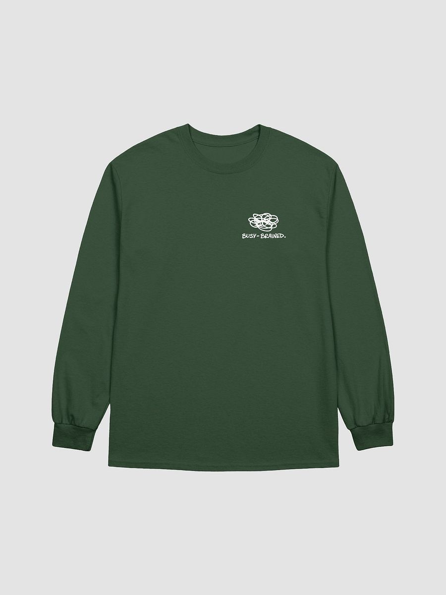 BUSY-BRAINED (sm. white design) printed cotton long sleeve product image (2)