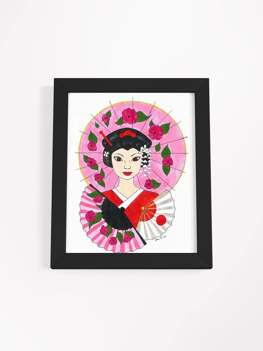Japanese Geisha (art by Dina R.) acrylic painting - Framed High-Quality Matte Poster (in) product image (6)