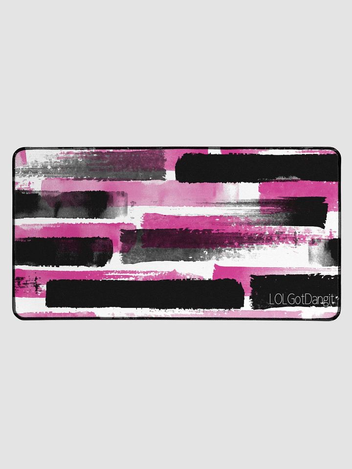 Pink and black abstract desk mat product image (1)
