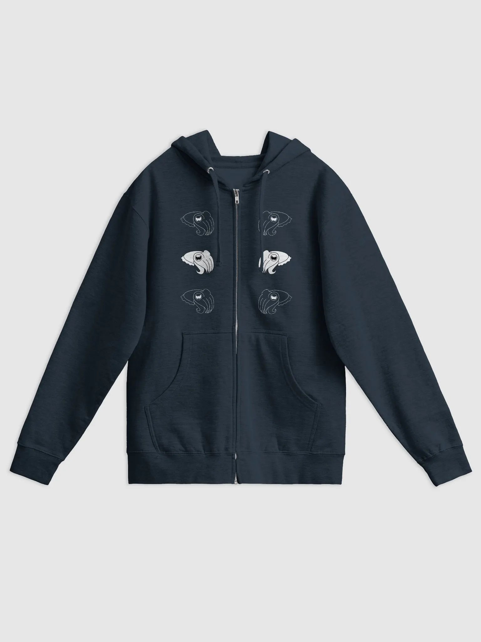 Triple Cuttlefish outline and white Zippy Hoodie product image (13)